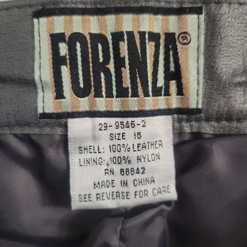 Vintage Forenza Size 16 Leather Pants  Silver Cigarette High Rise Disco - Picture 11 of 11